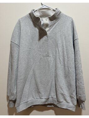 NWT ~ Womens Oversized Sweatshirt Long Sleeve Henley Pullover Tops 1/2 Snaps -LG